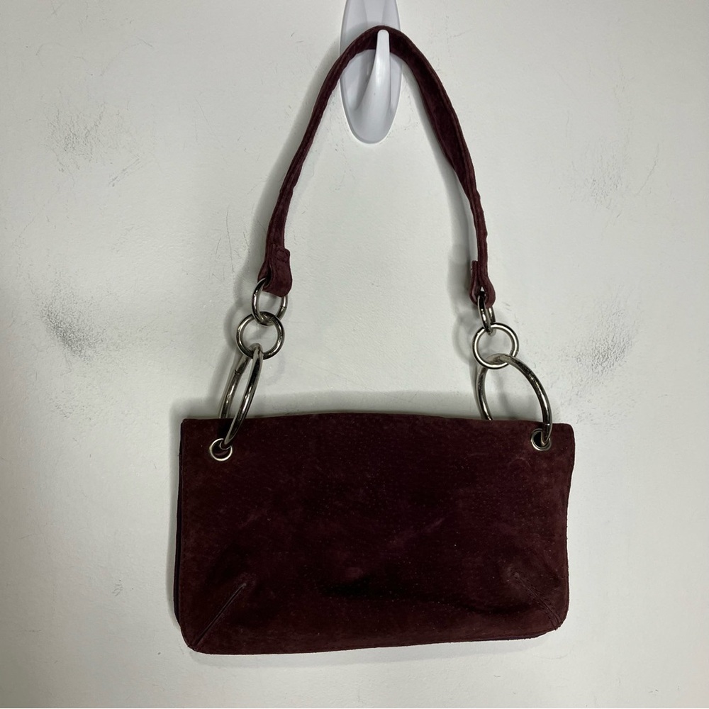 Y2K Wilson leather maxima deep purple plum suede leather shoulder bag 8.5”x4.75”